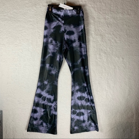 Topshop Tie Dye Cropped Flare Pants Purple Grey Black Petite US 4 NWT 4535‎ - Picture 1 of 8